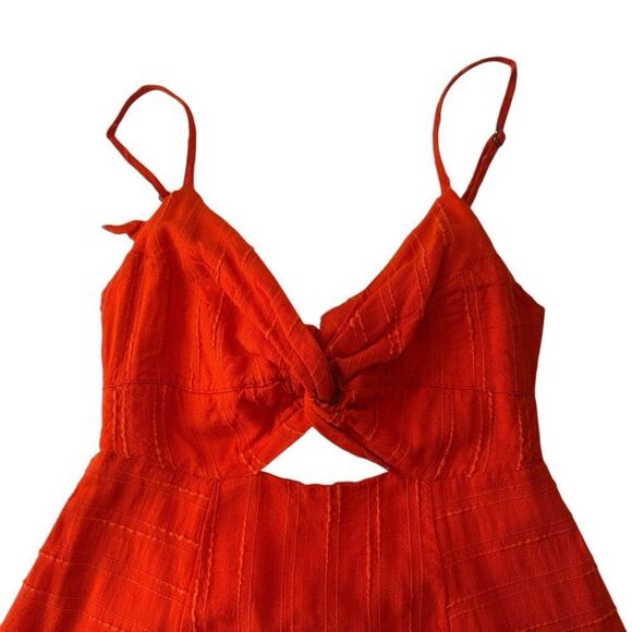 L*Space Red Sophia Back Tie Cut Out Textured Mini Dress, XS - Picture 2 of 12